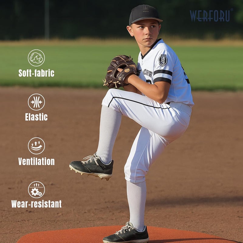 Werforu Baseball Socks and Non-Metal Nickel-Free Belt-Adjustable Belt with Non-allergic Plastic Buckle Softball Socks for kid - Image 5